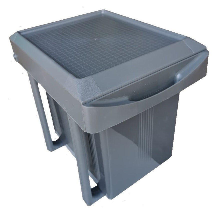 Poubelle amovible ALADIN à 2 seaux de couleur ardoise différenciée Lube Cucine